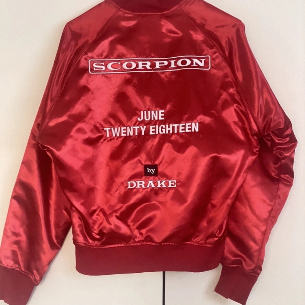 Drake Octobers Very Own OVO Red Satin Scorpion Jacket